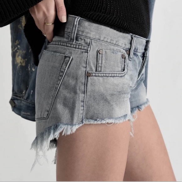 ONE X ONE TEASPOON Free People Button Fly Gray Star Distressed Raw Hem S… - Picture 14 of 16